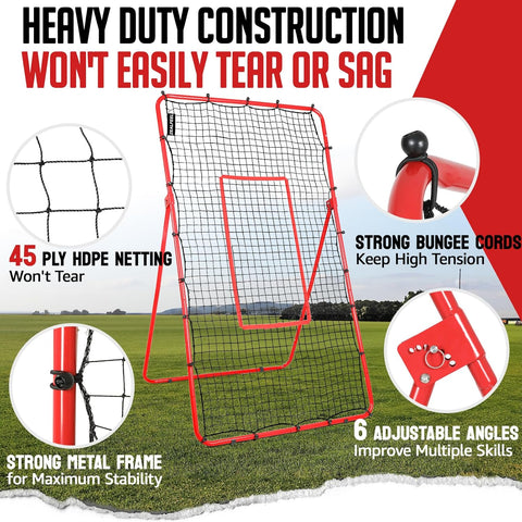Adjustable Volleyball Rebounder Net 7x4 FT - Durable Steel Frame & High-Tension PE