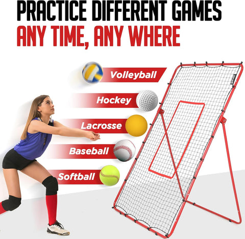 Adjustable Volleyball Rebounder Net 7x4 FT - Durable Steel Frame & High-Tension PE